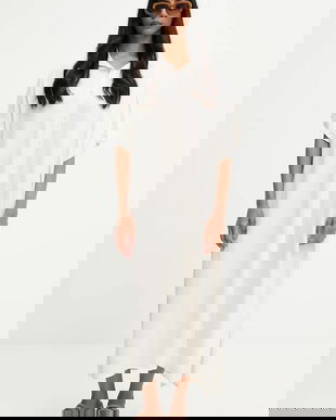 Answear.LAB rochie culoarea bej, maxi, drept