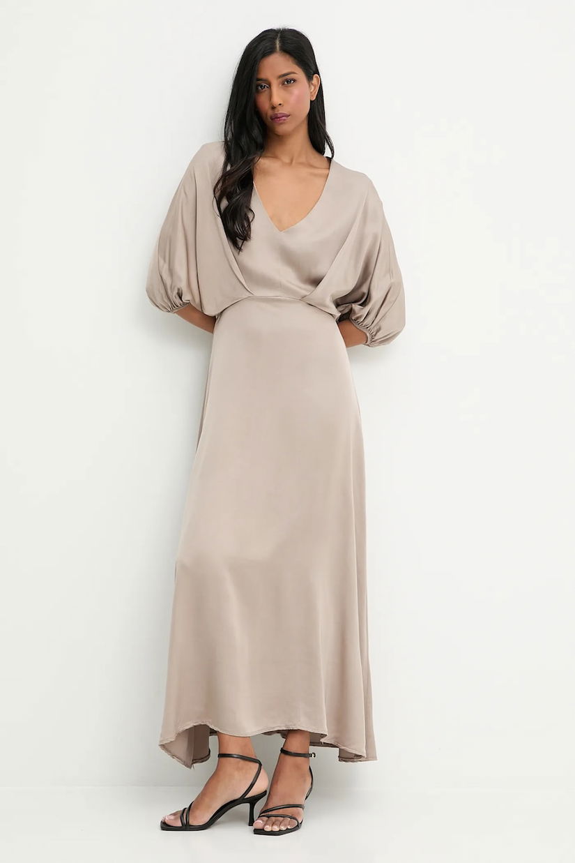 Answear.LAB rochie culoarea gri, maxi, evazati