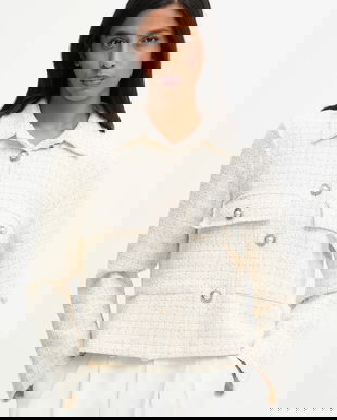 Answear.LAB sacou culoarea bej, un singur rand de nasturi, modelator