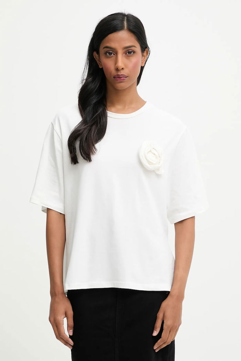 Answear.LAB bluza culoarea alb, cu imprimeu