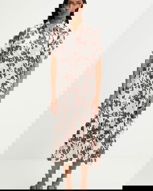 Answear.LAB rochie culoarea maro, midi, drept