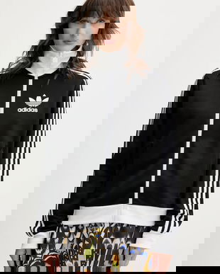 adidas Originals bluză Classic TT culoarea negru, cu imprimeu, HZ3743