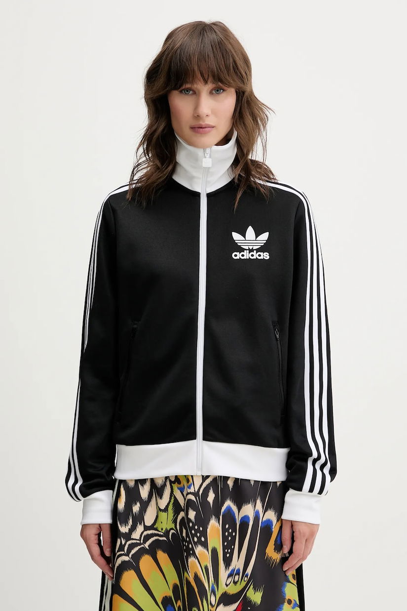 adidas Originals bluză Classic TT culoarea negru, cu imprimeu, HZ3743