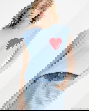 FROM FUTURE vestă de cașmir femei, culoarea albastru, light, WPS01303