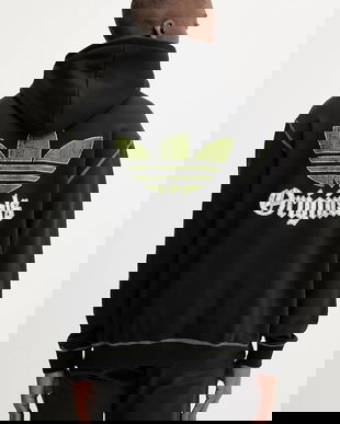 adidas Originals hanorac de bumbac Grfx Hoodie culoarea negru, cu glugă, uni, JY2730