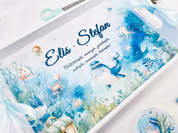 Set aniversar personalizat 1 anisor - Under the sea - Tavita mot si accesorii