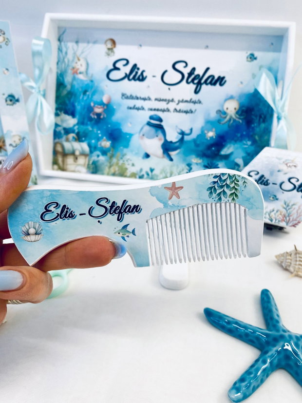Set aniversar personalizat 1 anisor - Under the sea - Tavita mot si accesorii