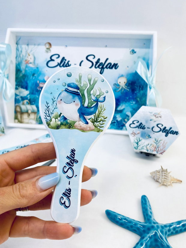 Set aniversar personalizat 1 anisor - Under the sea - Tavita mot si accesorii