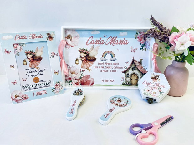 Set aniversar personalizat 1 anisor - Zana zanelor - Tavita turta si accesorii