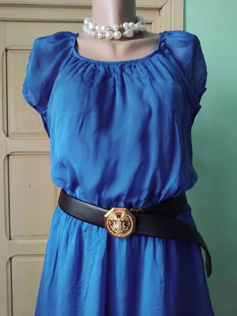 Rochie din matase naturala albastra