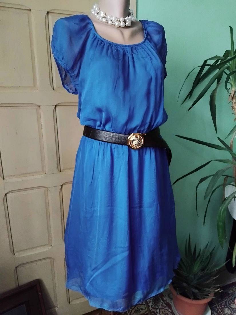 Rochie din matase naturala albastra