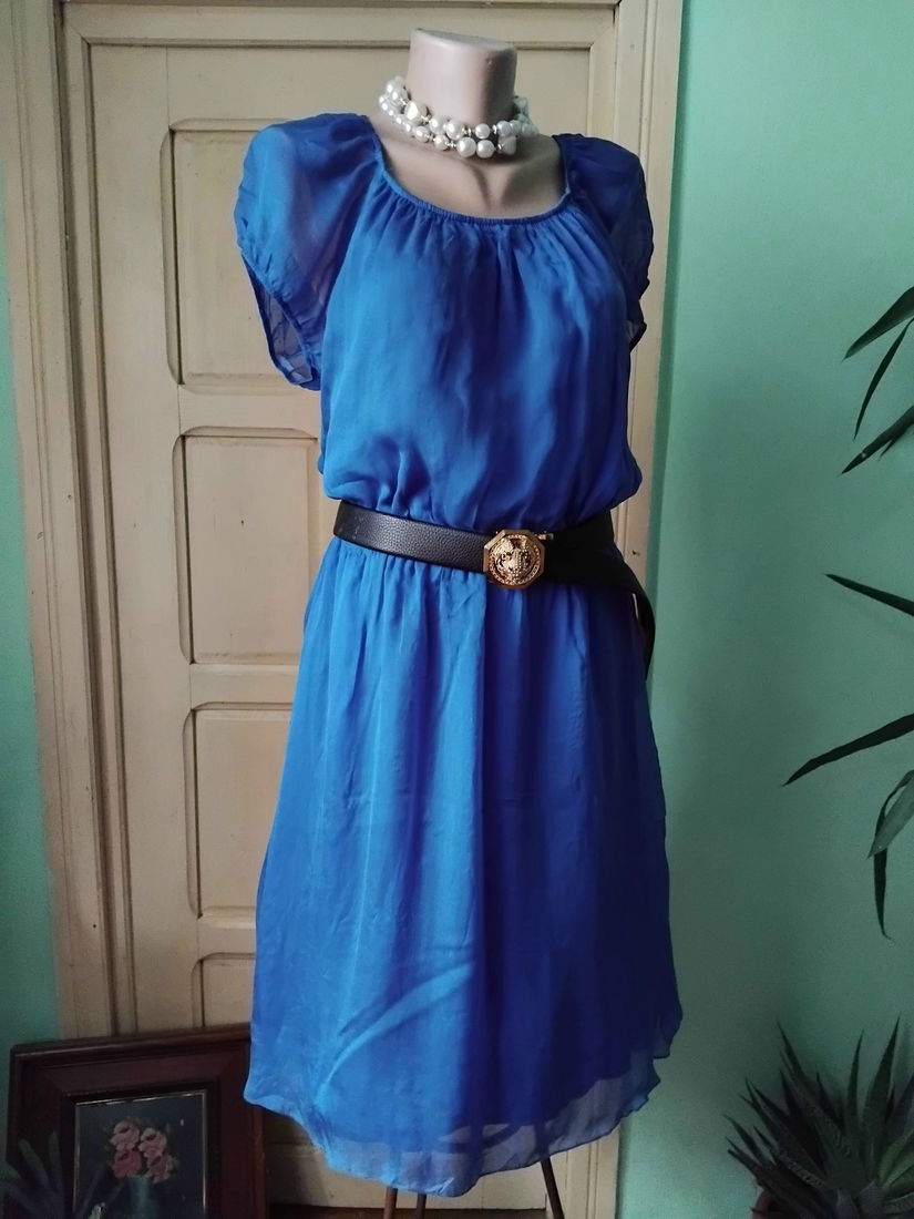 Rochie din matase naturala albastra