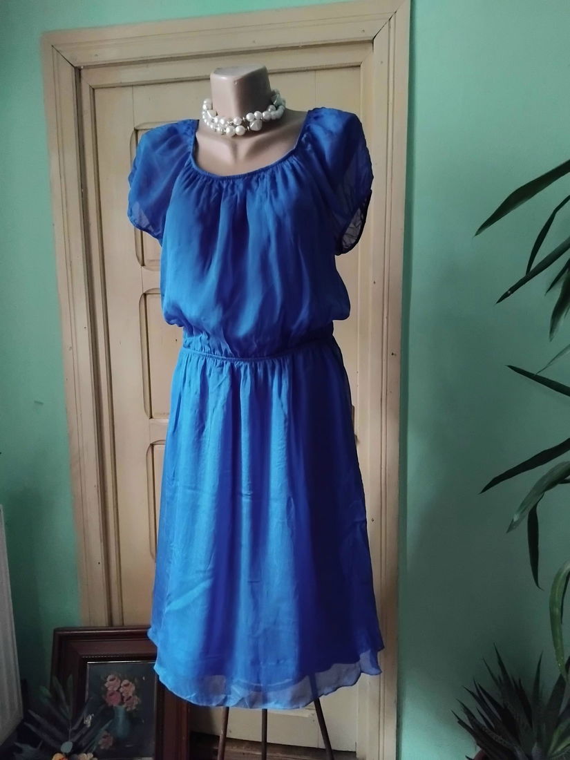Rochie din matase naturala albastra
