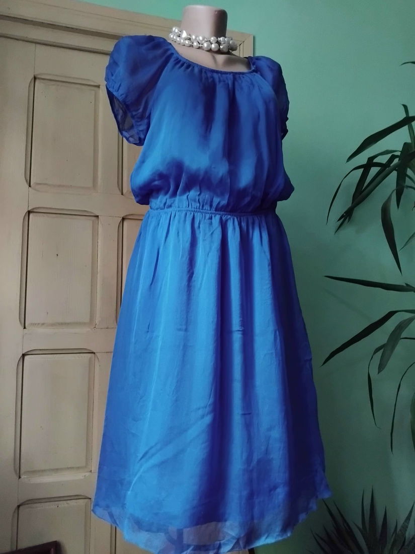 Rochie din matase naturala albastra