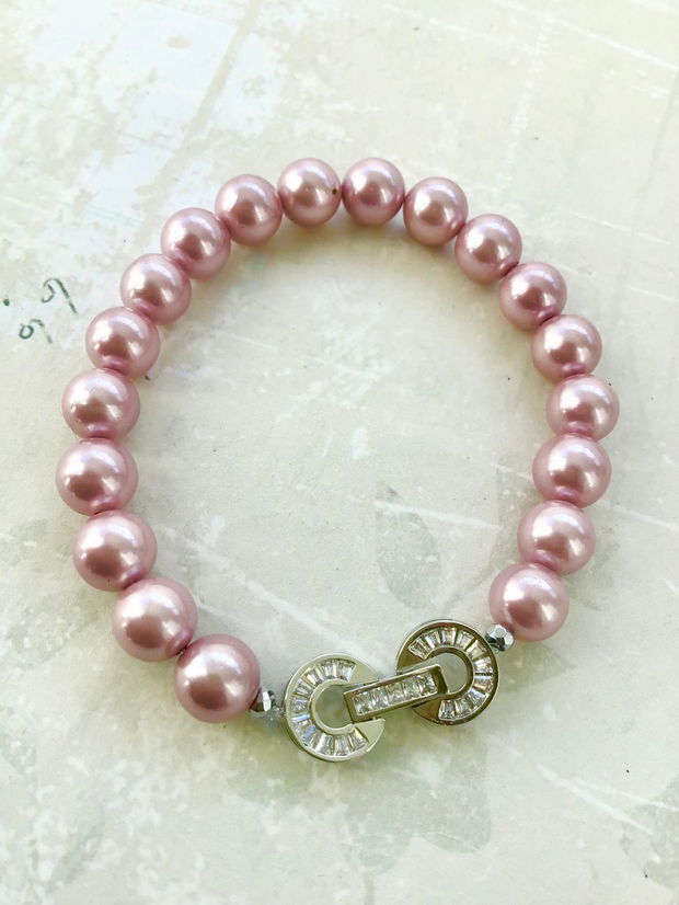 Bratara perle de Mallorca lila