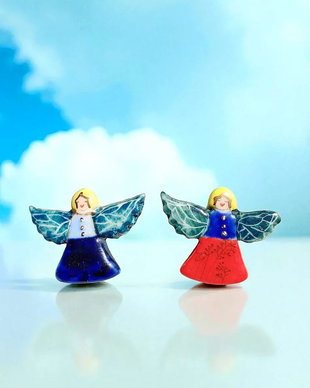 Cercei din portelan pictati manual - GUARDIAN ANGEL