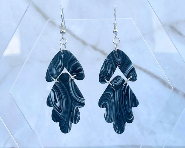Cercei din lut polimeric OBSIDIAN FLOW #C0173