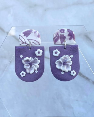 Cercei din lut polimeric PURPLE SERENADE #C0174