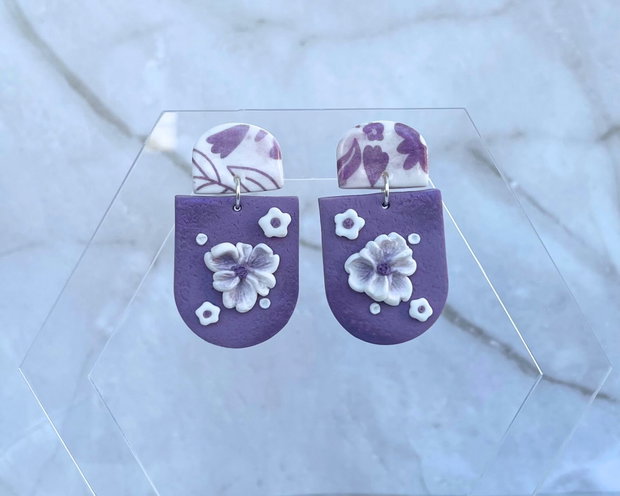 Cercei din lut polimeric PURPLE SERENADE #C0174
