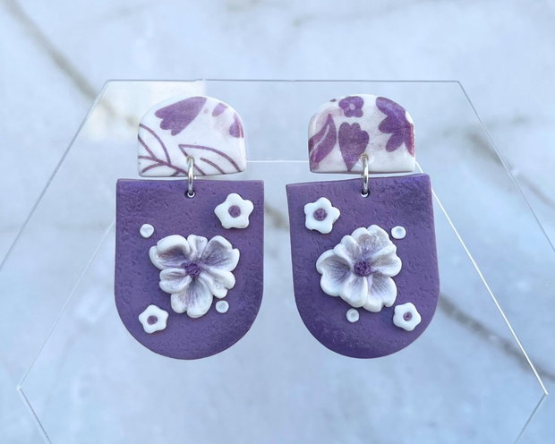 Cercei din lut polimeric PURPLE SERENADE #C0174