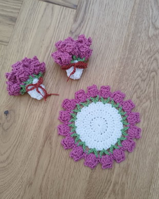 Set de 3 suporturi de pahare crosetate