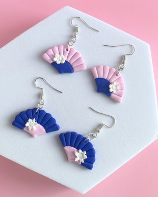 Set cercei din lut polimeric AZURE BLOOM #C0178