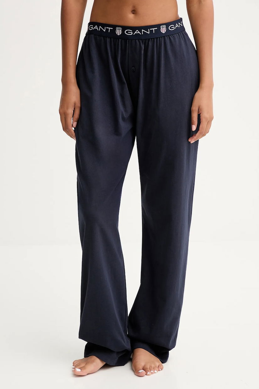Gant pantaloni pijama bumbac culoarea albastru marin, neted, 902339006