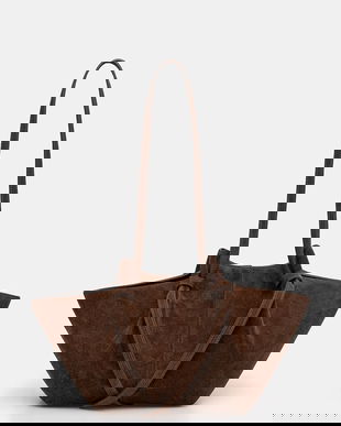 Yuzefi geantă de mână din piele întoarsă MOCHI culoarea maro, YUZCO-HB-MO-S004