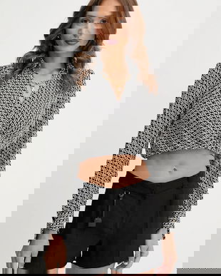 Elisabetta Franchi bluză culoarea negru, cu imprimeu, CAS0256E2