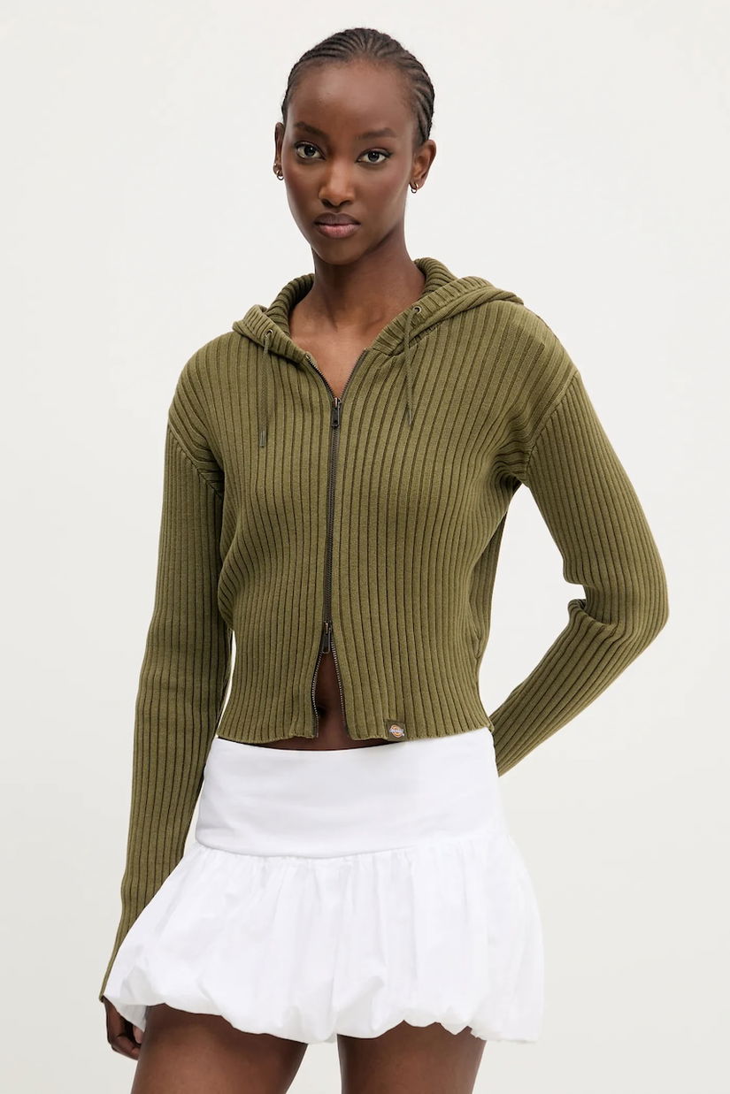 Dickies cardigan din bumbac femei, culoarea verde, DK0A867YMGR1