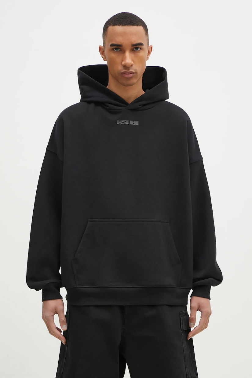 KSUBI hanorac de bumbac Sott Ekcess bărbați, culoarea negru, cu glugă, uni, MPS25FL008