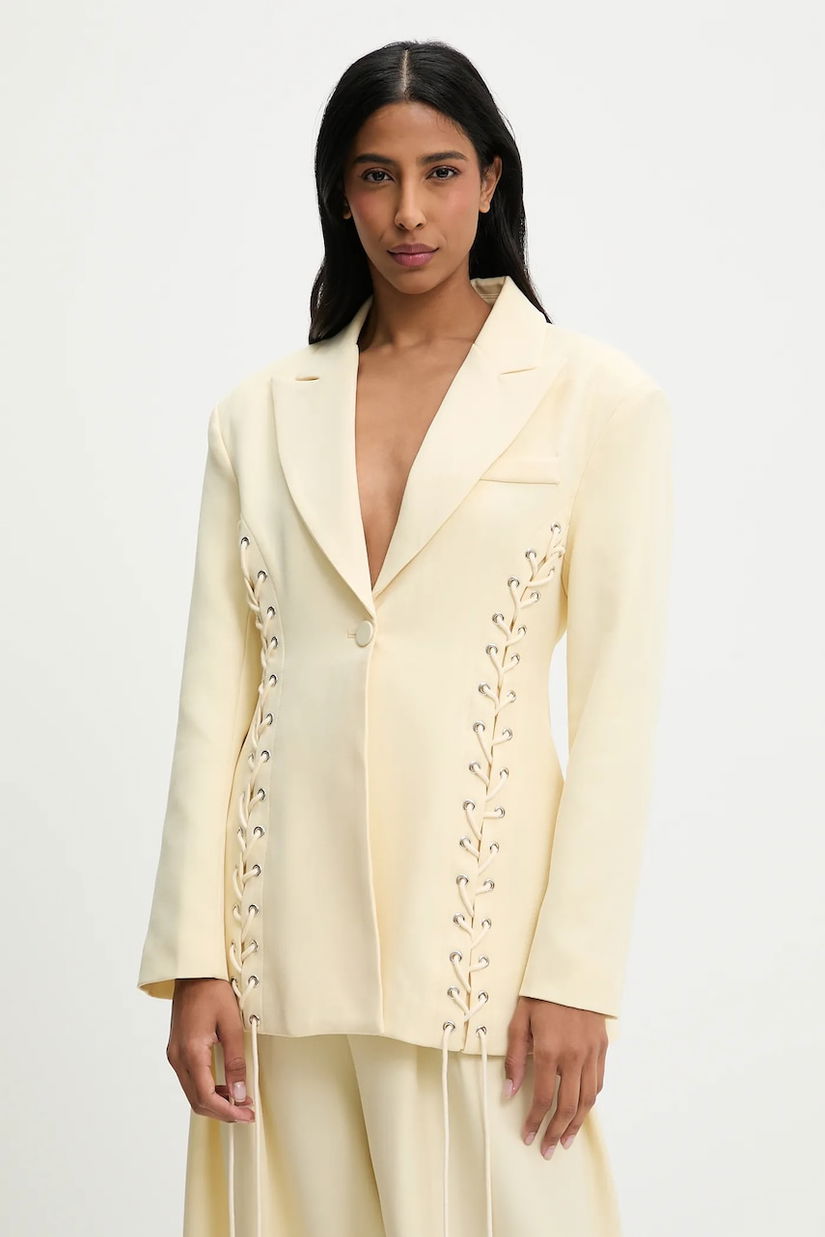 Answear Lab sacou culoarea galben, un singur rand de nasturi, neted