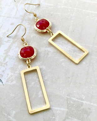 Cercei radacina Rubin & inox gold