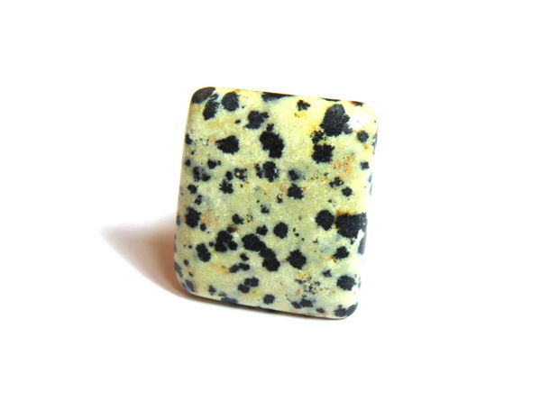 Inel Jasp dalmatian si Argint 925 - IN652 - Inel pietre semipretioase, inel patrat reglabil, cristale vindecatoare, inel cadou, bijuterii cadou, cadou sotie, cadou romantic