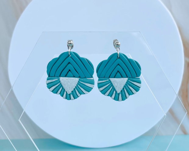 Cercei din lut polimeric TEAL PULSE #C0189