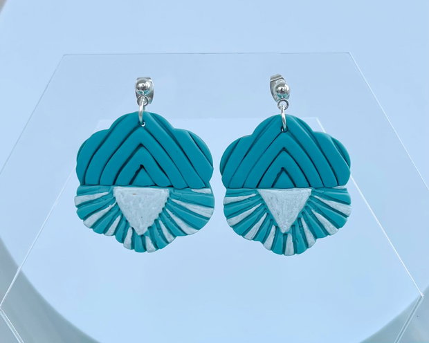 Cercei din lut polimeric TEAL PULSE #C0189