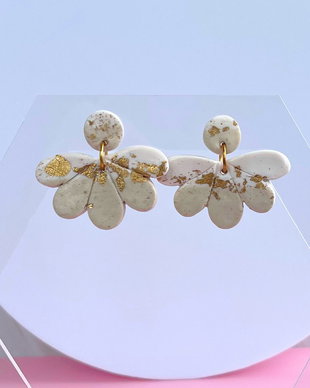 Cercei din lut polimeric GOLDEN PETALS #C0191