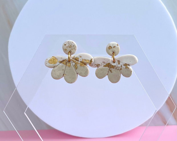 Cercei din lut polimeric GOLDEN PETALS #C0191