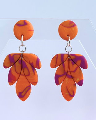 Cercei din lut polimeric FIERY HEARTS #C0193