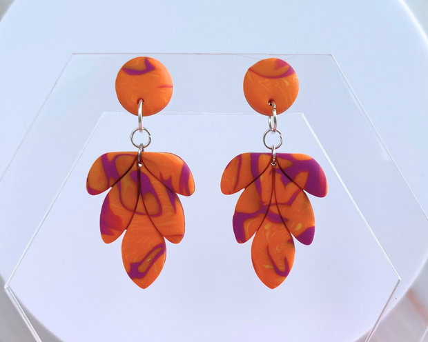 Cercei din lut polimeric FIERY HEARTS #C0193