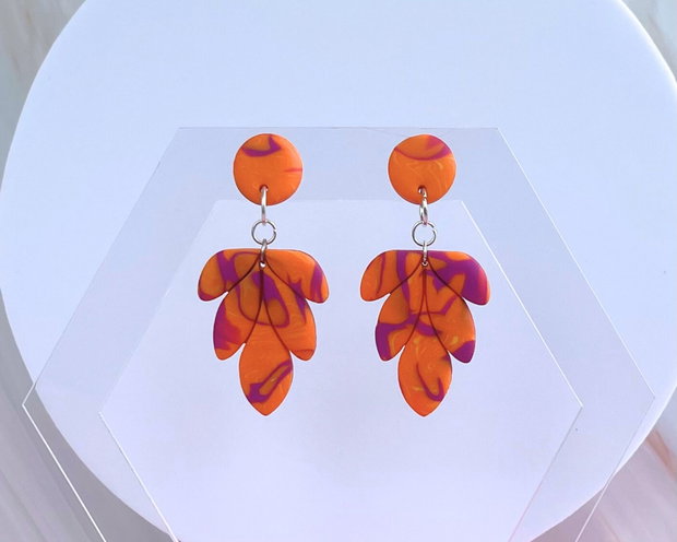 Cercei din lut polimeric FIERY HEARTS #C0193
