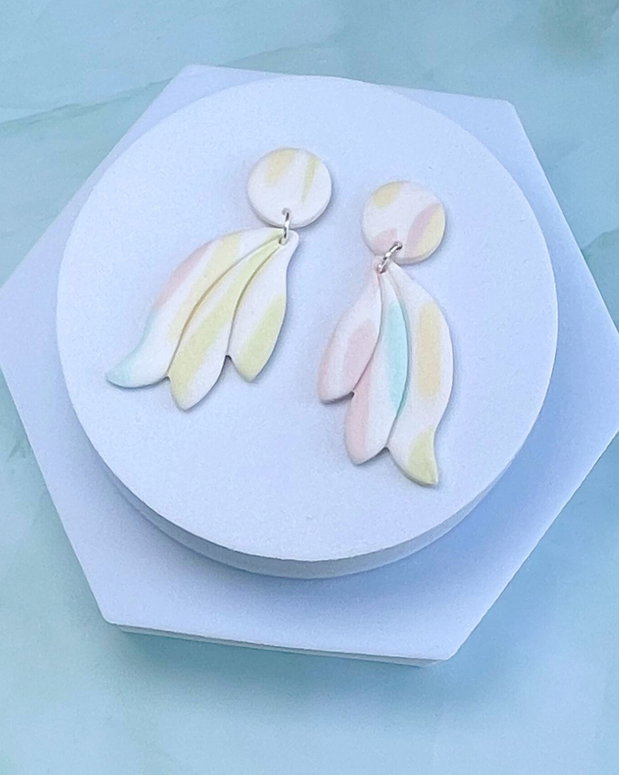 Cercei din lut polimeric PASTEL FEATHERS #C0026