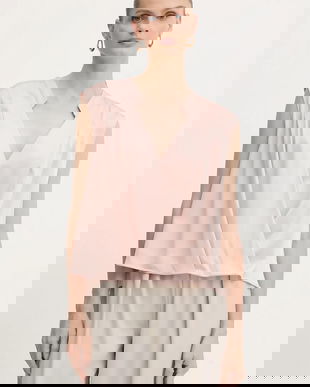 BOSS bluză de mătase culoarea violet, uni, 50548238