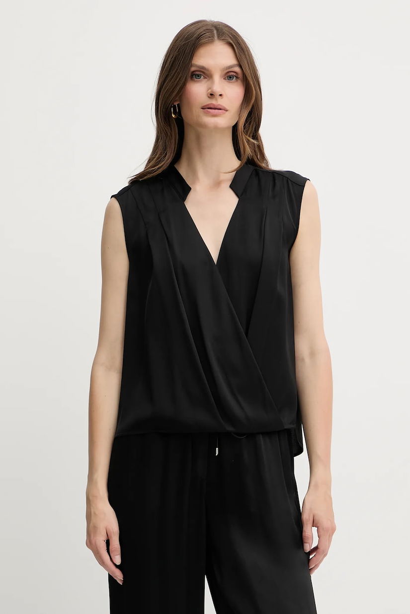 BOSS bluză de mătase culoarea negru, uni, 50548238