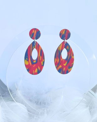 Cercei din lut polimeric KALEIDO DROPS #C0219