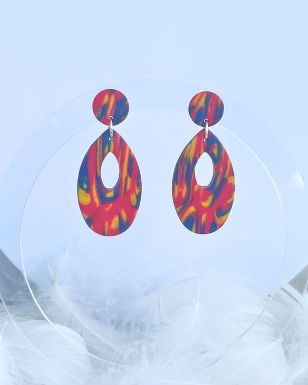 Cercei din lut polimeric KALEIDO DROPS #C0219
