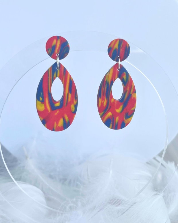 Cercei din lut polimeric KALEIDO DROPS #C0219