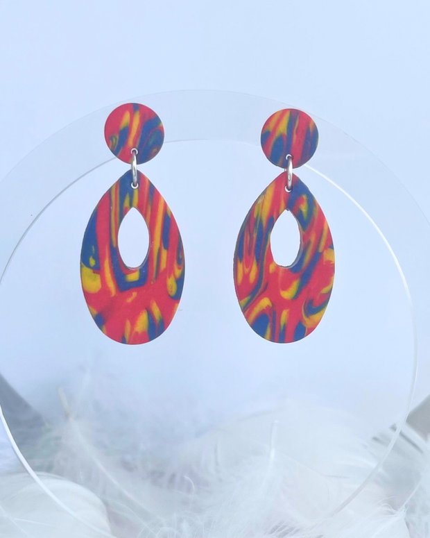 Cercei din lut polimeric KALEIDO DROPS #C0219