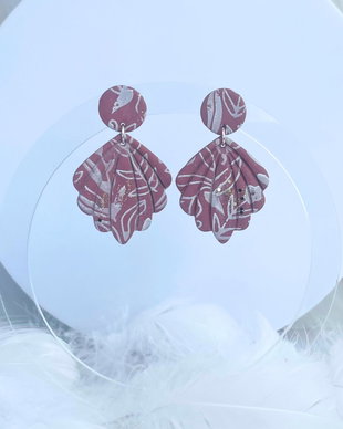 Cercei din lut polimeric WINE LEAF #C0222