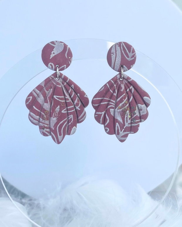 Cercei din lut polimeric WINE LEAF #C0222